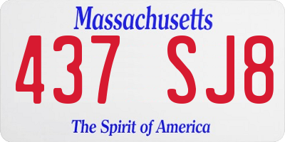 MA license plate 437SJ8