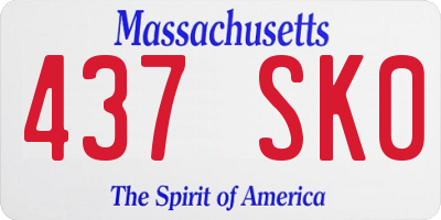 MA license plate 437SK0