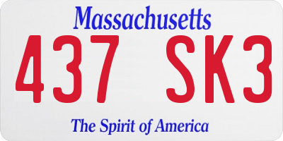 MA license plate 437SK3