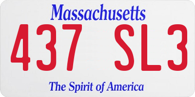 MA license plate 437SL3