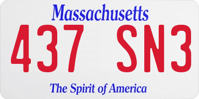 MA license plate 437SN3