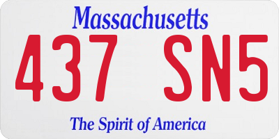 MA license plate 437SN5