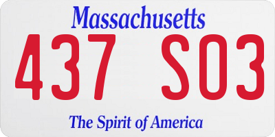 MA license plate 437SO3
