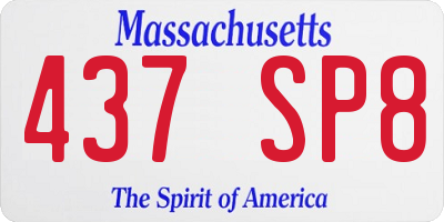 MA license plate 437SP8