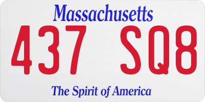 MA license plate 437SQ8