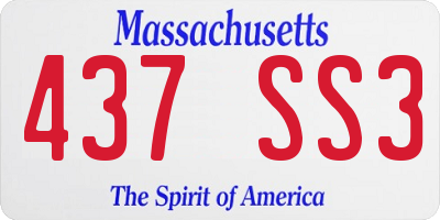 MA license plate 437SS3