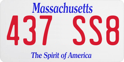 MA license plate 437SS8