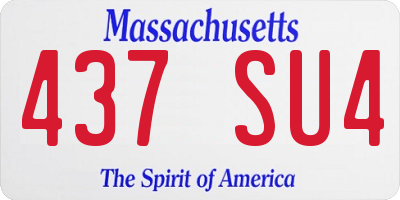MA license plate 437SU4