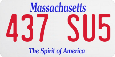MA license plate 437SU5