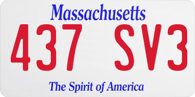 MA license plate 437SV3