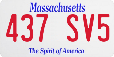 MA license plate 437SV5
