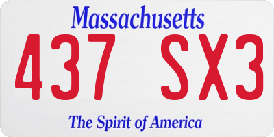 MA license plate 437SX3