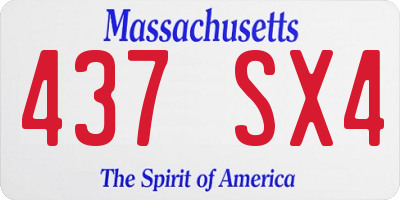 MA license plate 437SX4