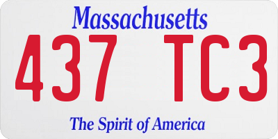 MA license plate 437TC3
