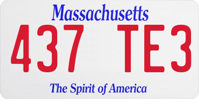 MA license plate 437TE3
