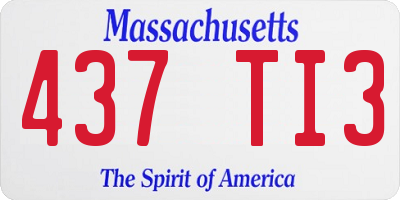 MA license plate 437TI3