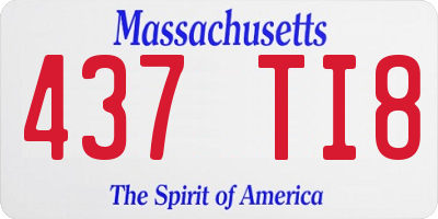 MA license plate 437TI8