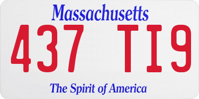MA license plate 437TI9