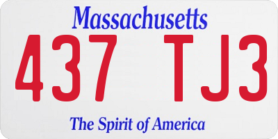MA license plate 437TJ3