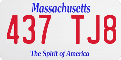 MA license plate 437TJ8