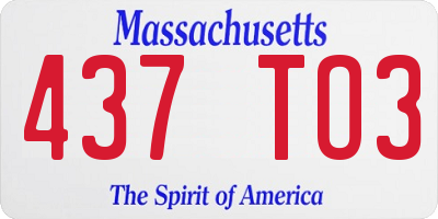 MA license plate 437TO3