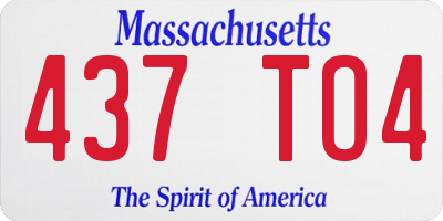 MA license plate 437TO4