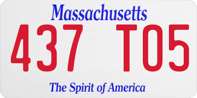 MA license plate 437TO5