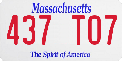 MA license plate 437TO7