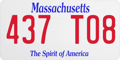 MA license plate 437TO8