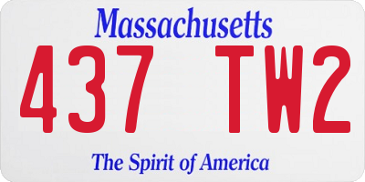 MA license plate 437TW2