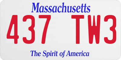 MA license plate 437TW3