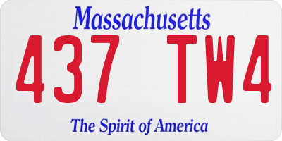 MA license plate 437TW4