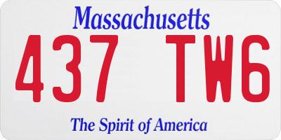 MA license plate 437TW6