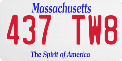 MA license plate 437TW8