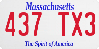 MA license plate 437TX3