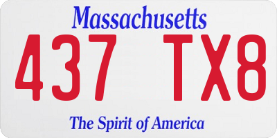 MA license plate 437TX8