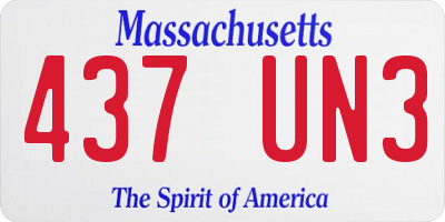 MA license plate 437UN3