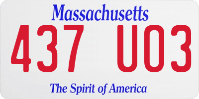MA license plate 437UO3