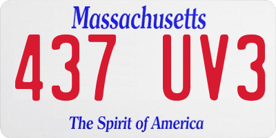 MA license plate 437UV3