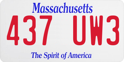 MA license plate 437UW3