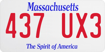 MA license plate 437UX3