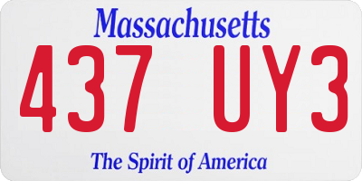 MA license plate 437UY3