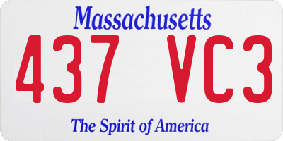 MA license plate 437VC3