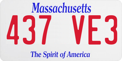 MA license plate 437VE3