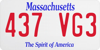 MA license plate 437VG3