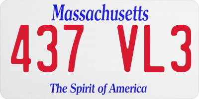 MA license plate 437VL3