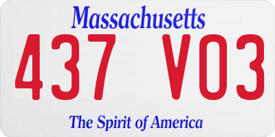 MA license plate 437VO3