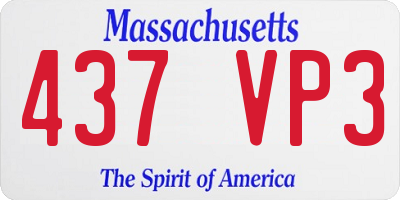 MA license plate 437VP3