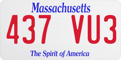 MA license plate 437VU3