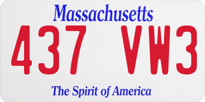 MA license plate 437VW3